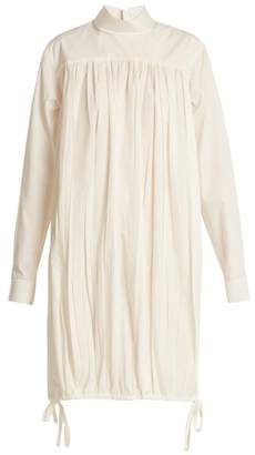 Lemaire High-neck pleated cotton-foulard dress