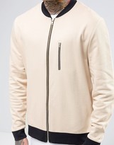 Thumbnail for your product : ASOS Jersey Bomber Jacket With Zip Pocket & Contrast Ribs