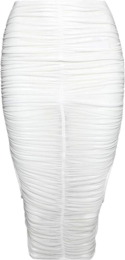 Thierry Mugler Cut-Out Detailed Ruched Mesh Skirt