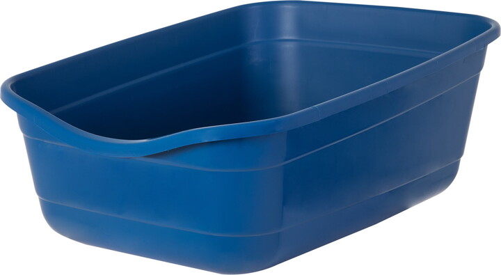 Petmate High Capacity Open Top Plastic Cat Litter Box Cat Litter Pan for Large Cats, Giant, Blue