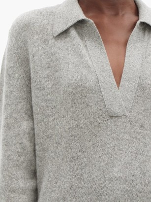 KHAITE Jo V-neck Cashmere Sweater - Grey