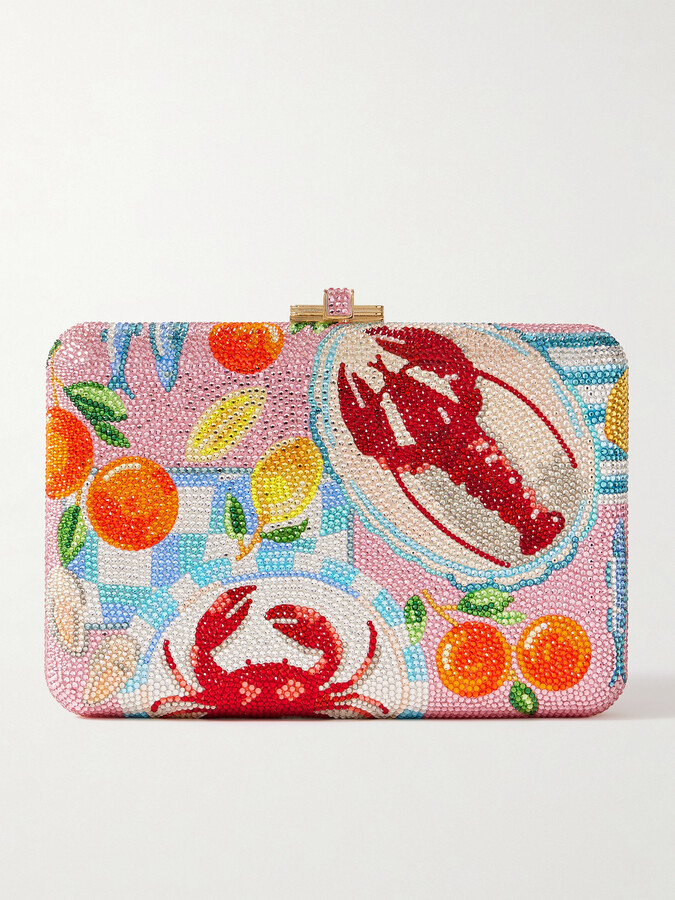 Judith Leiber Amalfi Slim Slide Crystal-embellished Gold-tone Clutch - Multi