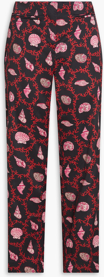 Saloni Capri Flute printed stretch-silk twill kick-flare pants