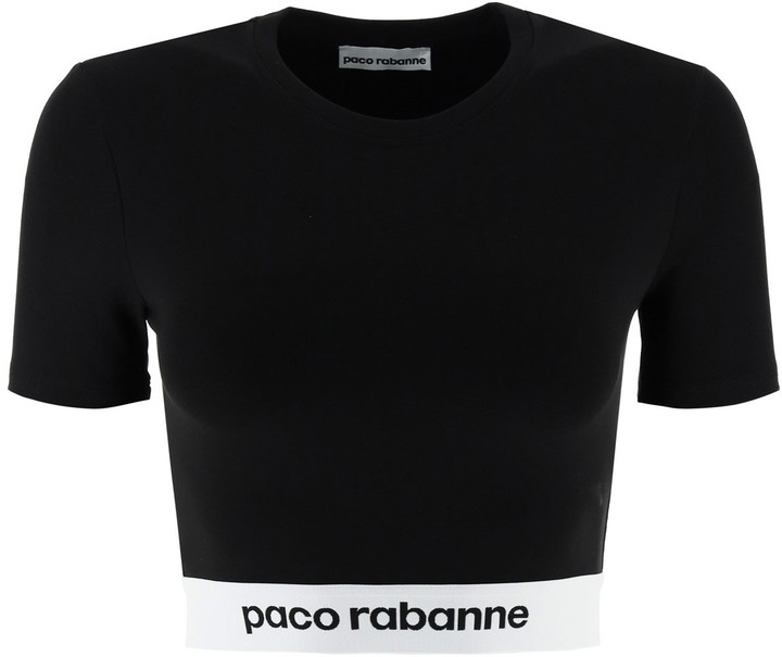 Paco Rabanne Logo Band Cropped T-Shirt - ShopStyle