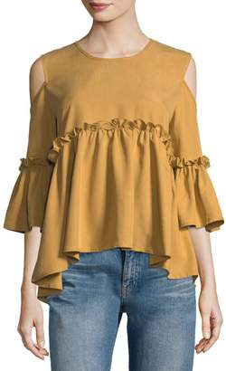 Lumie Ruffled Cold-Shoulder Blouse