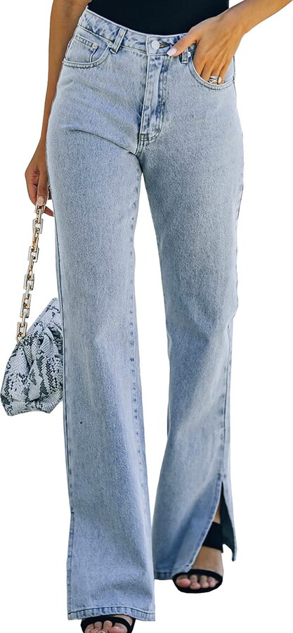 AZOKOE Women Classic High Waist Button Fly Skinny Jeans