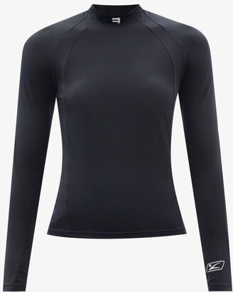 Balenciaga - Logo-print Panelled Jersey Top - Black White