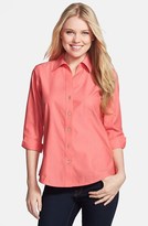 Thumbnail for your product : Foxcroft Johnny Collar Three Quarter Sleeve Fitted Shirt (Petite)