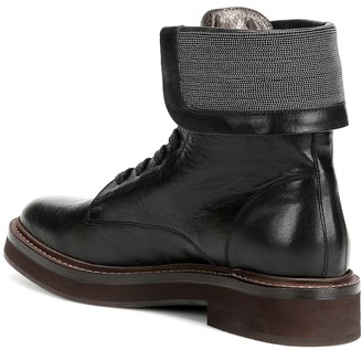 Brunello Cucinelli Embellished leather ankle boots