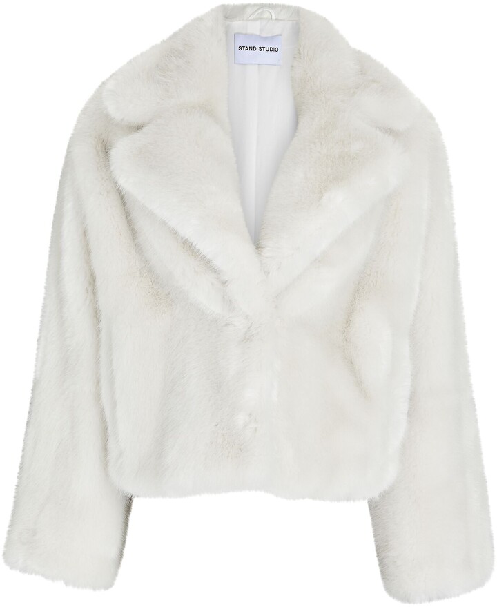 white fluffy jacket