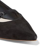 Thumbnail for your product : Sophia Webster Piper Embellished Suede Point-toe Flats - Black