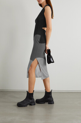 McQ Breathe Cutout Paneled Stretch-knit Midi Dress - Gray