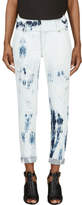 Thumbnail for your product : Anthony Vaccarello Blue Bleached Denim Cropped Jeans