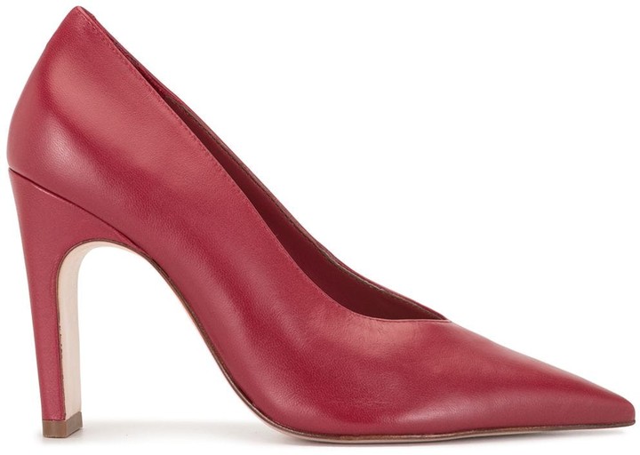 red pointed toe pumps