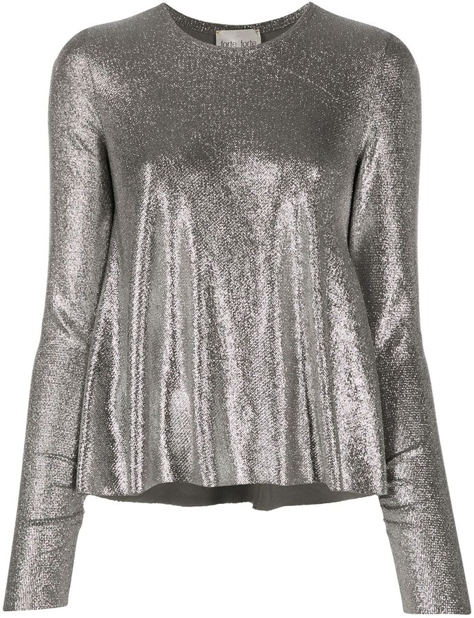 metallic long sleeve shirt