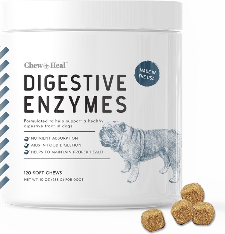 Chew + Heal Digestive Enzymes Supplement for Dogs 120 Delicious Chews