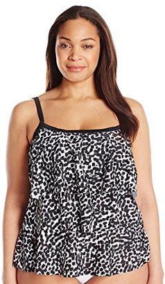 Maxine Of Hollywood Women's Plus-Size Spot Off Tiered Tankini