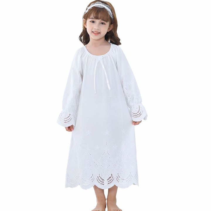Flwydran Girls Nightgown Long Vintage Victorian Nighties 100% Princess ...