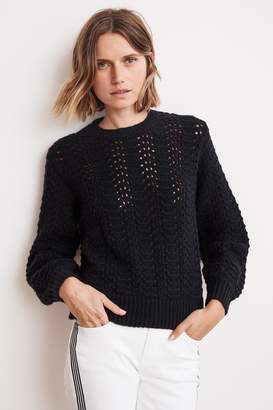 Velvet by Graham & Spencer CERSEI LACE STITCH PUFF SLEEVE SWEATER