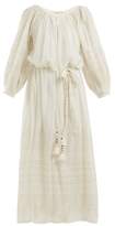 Thumbnail for your product : Mes Demoiselles Offrande Gathered Detailed Cotton Dress - Womens - Ivory