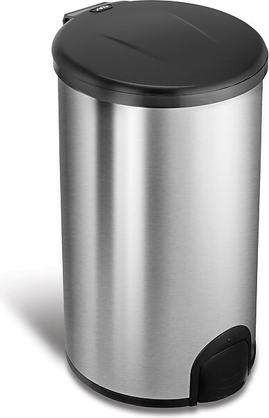 NineStars Nine Stars Stainless Steel Toe Tap Trash Can, 11.8 Gallon, Silver/Black (TTT-45-8)