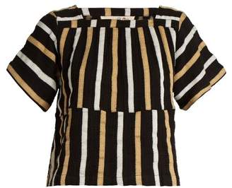 Ace&Jig Vista square-neck striped textured-cotton top
