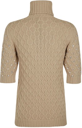 Blumarine Crystal Embellished Patterned Sweater
