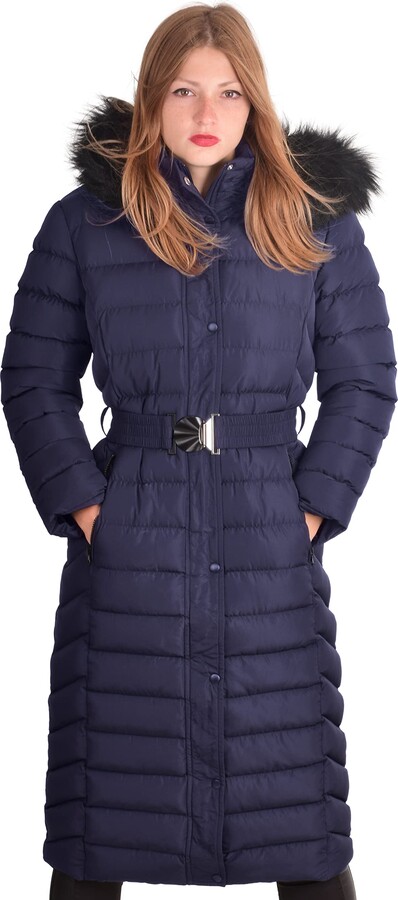 Spindle Womens Maxi Long Hooded Fur Puffer Quilted Parka Coat Extra Long |  Ladies Full Length Winter Jacket with Hood and Belt - ShopStyle