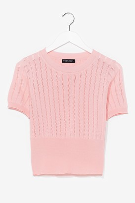 Nasty Gal Womens Pointelle Taken Knitted Crop Top - Pink - M/L, Pink