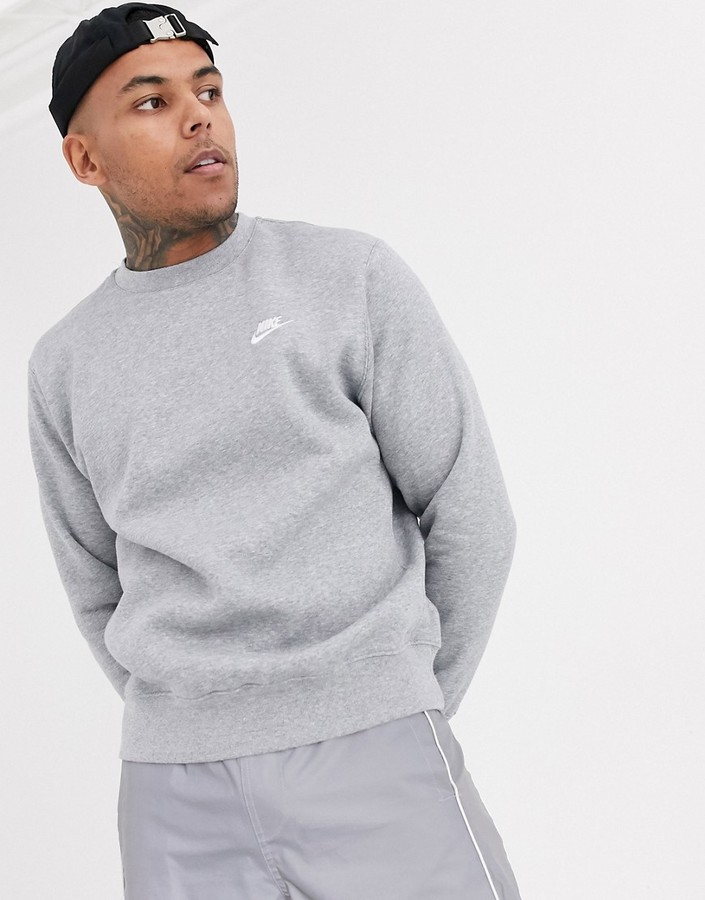 Nike Club crew neck sweat in gray - ShopStyle