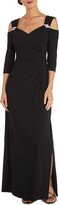 Thumbnail for your product : R & M Richards Womens Embellished Cold Shoulder Evening Dress