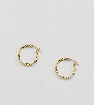 ASOS Design DESIGN gold plated sterling silver twist hoop earrings