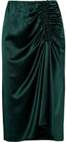 Thumbnail for your product : Theory Ruched Silk-blend Satin Midi Skirt
