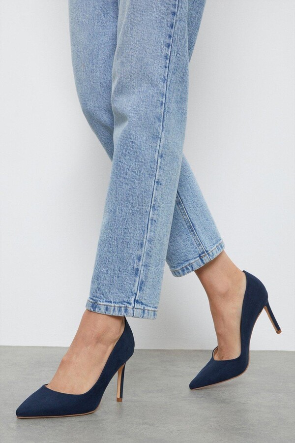 navy blue court shoes leather