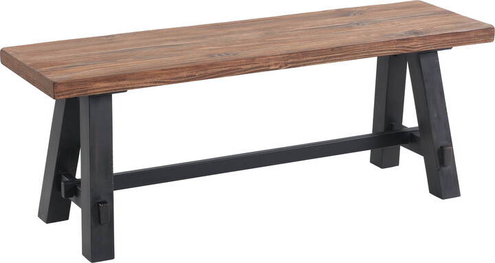 Alaterre Furniture Adam 48"L Solid Wood Entryway Bench, Rustic Industrial Style, Seating, Easy Assembly, Brown