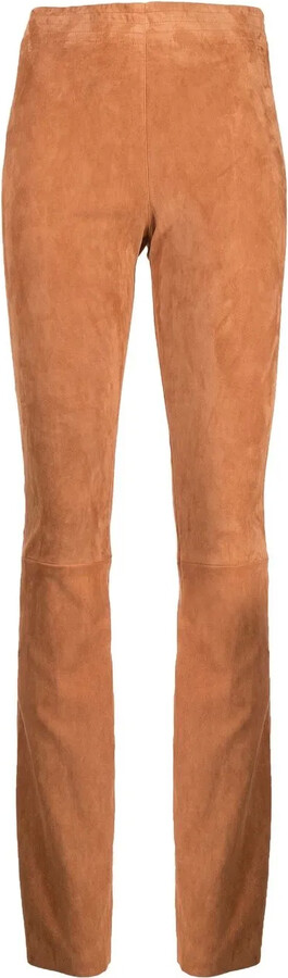 Camel Leather Pants ShopStyle UK