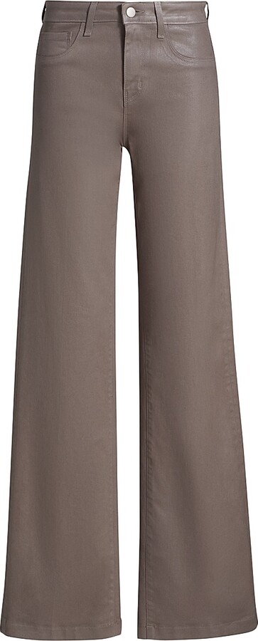 L'Agence Women's Clayton High-Rise Wide-Leg Jeans - Driftwood Coated - Size 25