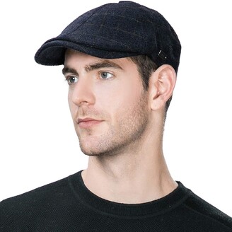 Men Ivy Gatsby Newsboy Cap - Classic Wool Blend Tweed Flat Cap Cabbie Hat Men