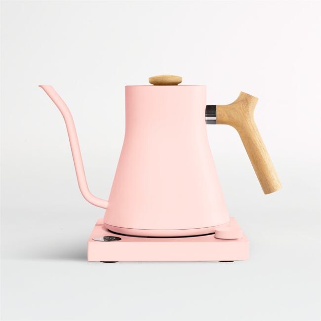 Crate & Barrel Fellow Stagg EKG Warm Pink Electric Pour-Over Kettle with Maple Handle