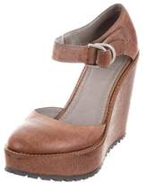 Thumbnail for your product : Brunello Cucinelli Leather Platform Wedge Pumps