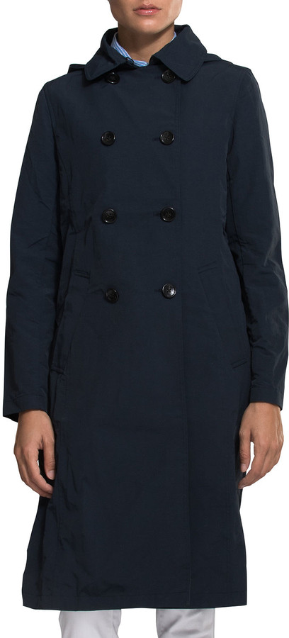 navy blue raincoat with hood