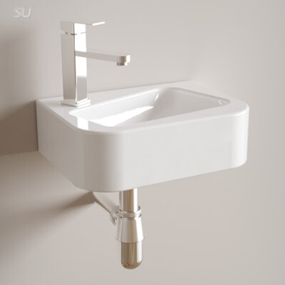 Red Barrel Studio Modern Wall Mounted Floating Bathroom Sink With Faucet & Drain Compact 14/