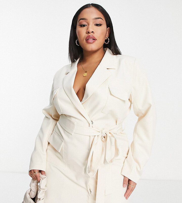 In The Style Plus x Perrie Sian pocket detail utility blazer dress with