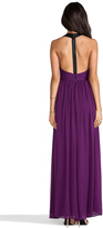Thumbnail for your product : Alice + Olivia Runie Ruched Bodice Leather T-Back Maxi Dress