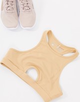 Thumbnail for your product : South Beach fitness racer front crop with centre cut out in beige