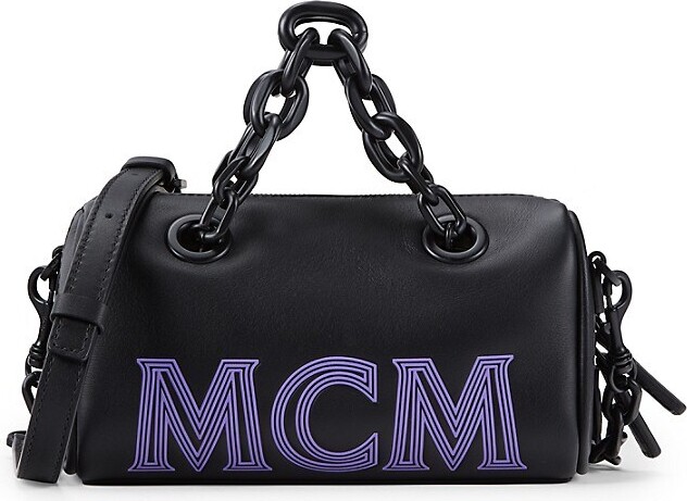 MCM Black/Gold Visetos Coated Canvas, Snakeskin Embossed and