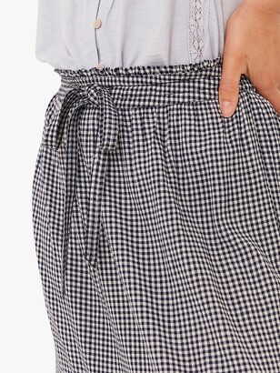 Fat Face FatFace Nora Tiered Gingham Midi Skirt, Navy