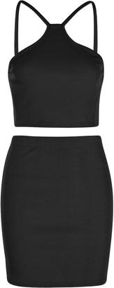 boohoo Roxy Ribbed Cut Away Top & Mini Skirt Co-Ord Set