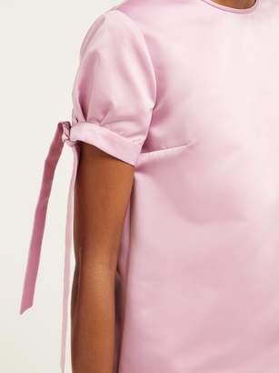 Rochas Tie Cuff Satin Mini Dress - Womens - Pink