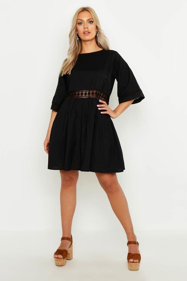 boohoo black crochet dress